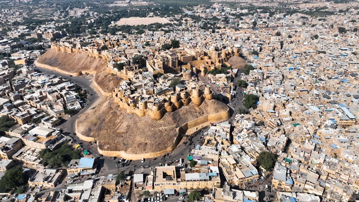 Aerial view of Jaisalmer Fort and the old town