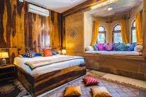 Wood-panelled room with window seat